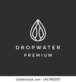 Water drop Logo design vector template in Linear style. on black background