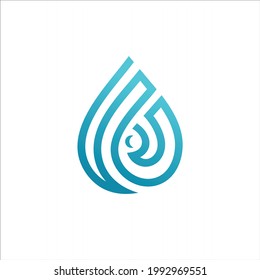 Water drop Logo design vector linear infinite eye shape. Waterdrop Aqua droplet Logotype icon.