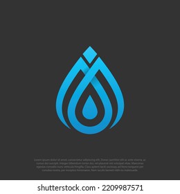 Water drop Logo design vector template Linear and gradient style. Blue Droplet lines aqua Logotype icon