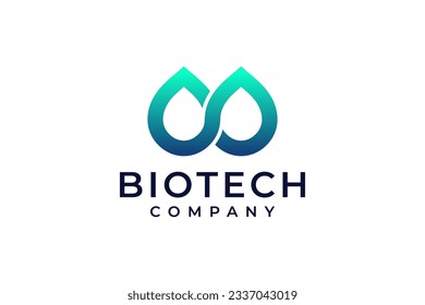 Modelo de vector de diseño de logotipo de caída de agua Estilo lineal. Línea azul de la gota flotante acua Icono de Logotipo