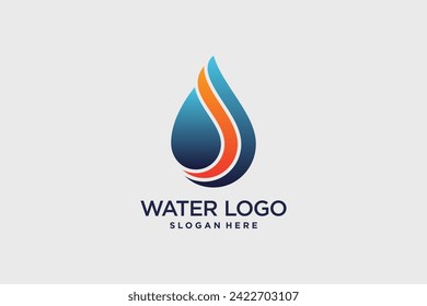 Water drop logo design vector with gradient color and creative idea
