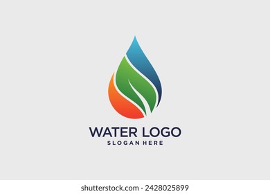 Vector de diseño de logotipo de gota de agua con color degradado e idea creativa