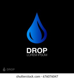 Water drop logo design vector template. Natural Mineral Aqua icon. Waterdrop liquid oil. 