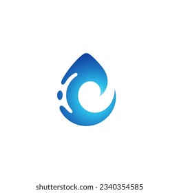 Diseño de logotipo de caída de agua con combinación de ondas