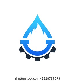 water drop logo with flame. Simple logo water drop with flame