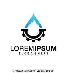 water drop logo with flame. Simple logo water drop with flame