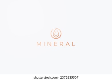 Water Drop Logo Gold Premium Concept Pure Organic Cosmetic Beauty Skin Care Oil Mineral Brand Identity