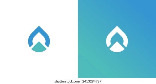 Logo de caída de agua con degradado y fondo blanco 