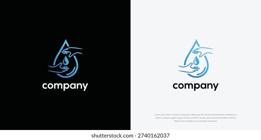 Water Drop Logo with Hands - Company Branding.