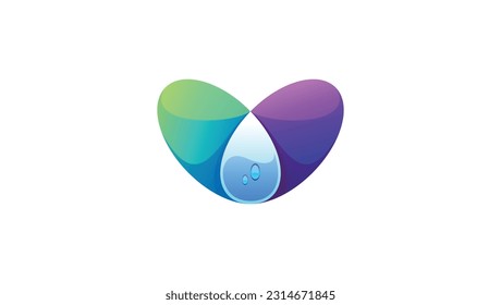Water Drop logo in heart shape abstract vector template