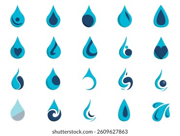 Water Drop Logo Icon Element Set