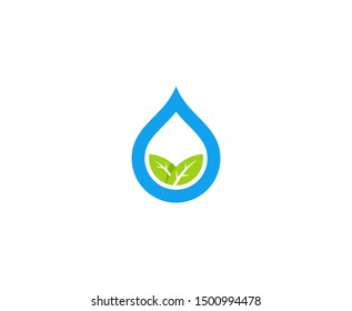 Water drop logo icon leaf vector 