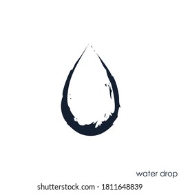 Water drop logo icon sign symbol emblem element Hand drawn grunge style Abstract natural biological design Fashion print for clothes apparel greeting card banner online store poster flyer cover badge