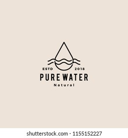 water drop logo icon vector hipster retro vintage illustration line outline monoline