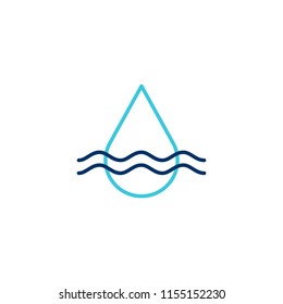 water drop logo icon vector illustration line outline monoline