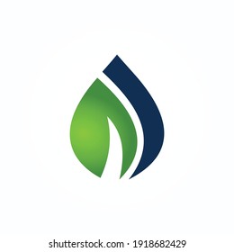 Water drop logo illustration with leaf design template