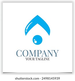 Logotipo de la gota de agua con un Vector negativo de la gota de aceite del espacio