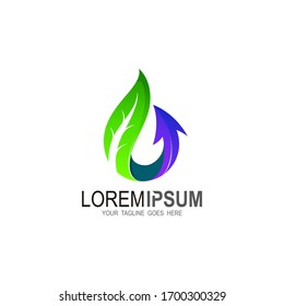 Water drop logo and leaf icon, Nature logo
