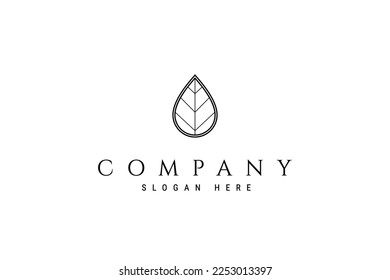 Water drop logo with leaf shape combination