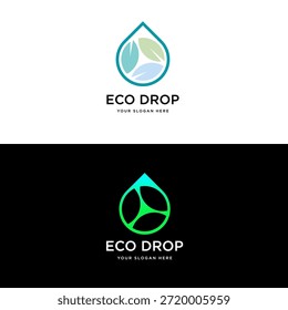 Logotipo de la gota de agua. Diseño de logotipo de gota de agua en forma abstracta minimalista. Diseño de Vector simple y moderno para la marca y el producto del negocio.