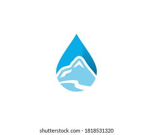 Water drop logo mountain vector icon 