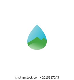 Water Drop Logo With Mountain Vector Inside Suitable For Mineral Water Business