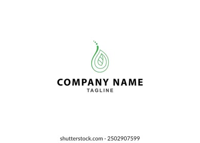 Logotipo de gota de agua con combinación de hojas naturales en diseño de Vector de arte en línea