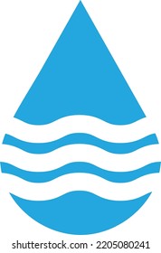 Water drop logo. Ocean waves in blue shape