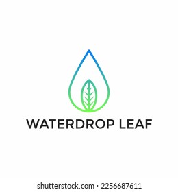 Vector de la hoja de la planta del logotipo de gota de agua