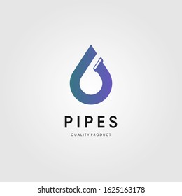 water drop logo plumbing pipes vector design illustration