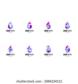 conjunto de logotipo de caída de agua, colección abstracta de iconos vectoriales líquidos