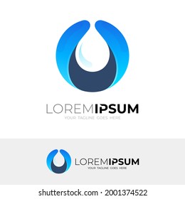 Water drop logo with simple design illustration, blue color