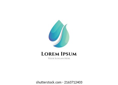 water drop logo. simple flat design style, young, cheerful, abstract, organic. suitable for drinking water companies, drinking water products, water purity.