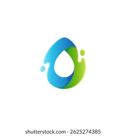 water drop logo with splash in 3d design style