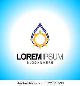 water drop logo. with sun design template vector