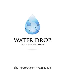 Water Drop logo Symbol. Modern 3D design signs on White Background. vector icon illustration - Vector