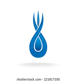 Water drop logo template. Abstract style blue sign.