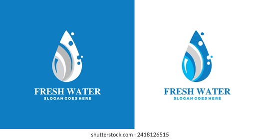 Water drop logo template and water concept, free vector illustration