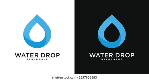 Water drop logo template, icon aqua droplet