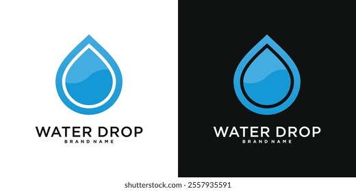 Water drop logo template, icon aqua droplet
