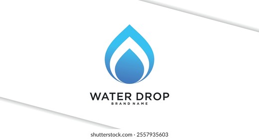 Water drop logo template, icon aqua droplet