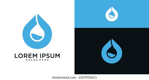 Water drop logo template, icon aqua droplet