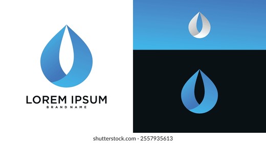 Water drop logo template, icon aqua droplet
