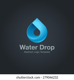 Water drop logo template icon on dark background. Corporate branding identity