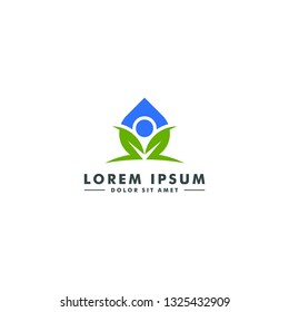 Water drop logo template, organic icon, Abstract people design vector illustration