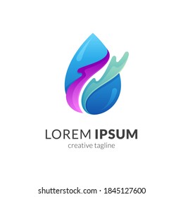 Water drop logo template with water splash effect