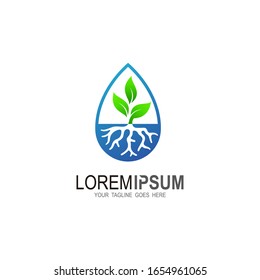 Water drop logo template vector illustration design, Water drop and tree logo