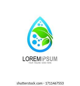 Water drop Logo Template vector illustration design, Drop logo and leaf icons