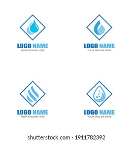 Diseño de ilustraciones vectoriales de plantillas de logotipos de caídas de agua