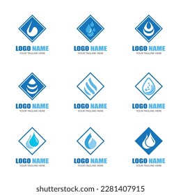 Diseño de ilustraciones vectoriales de plantillas de logotipos de caídas de agua